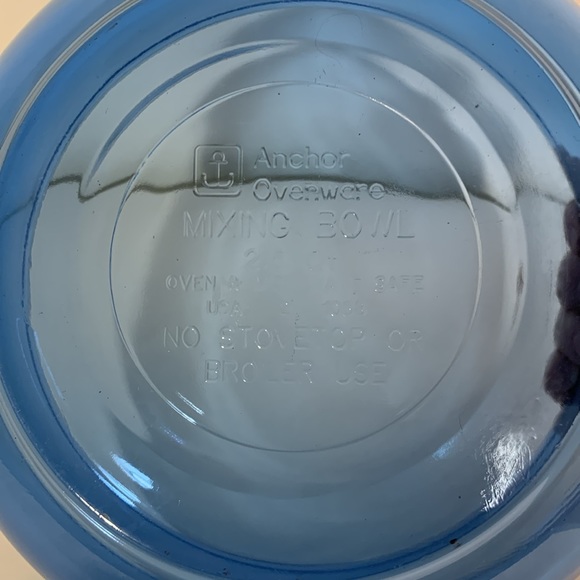 Anchor Hocking Ovenware mixing bowl cobalt blue 2.5 quart 1058 USA - Picture 6 of 9